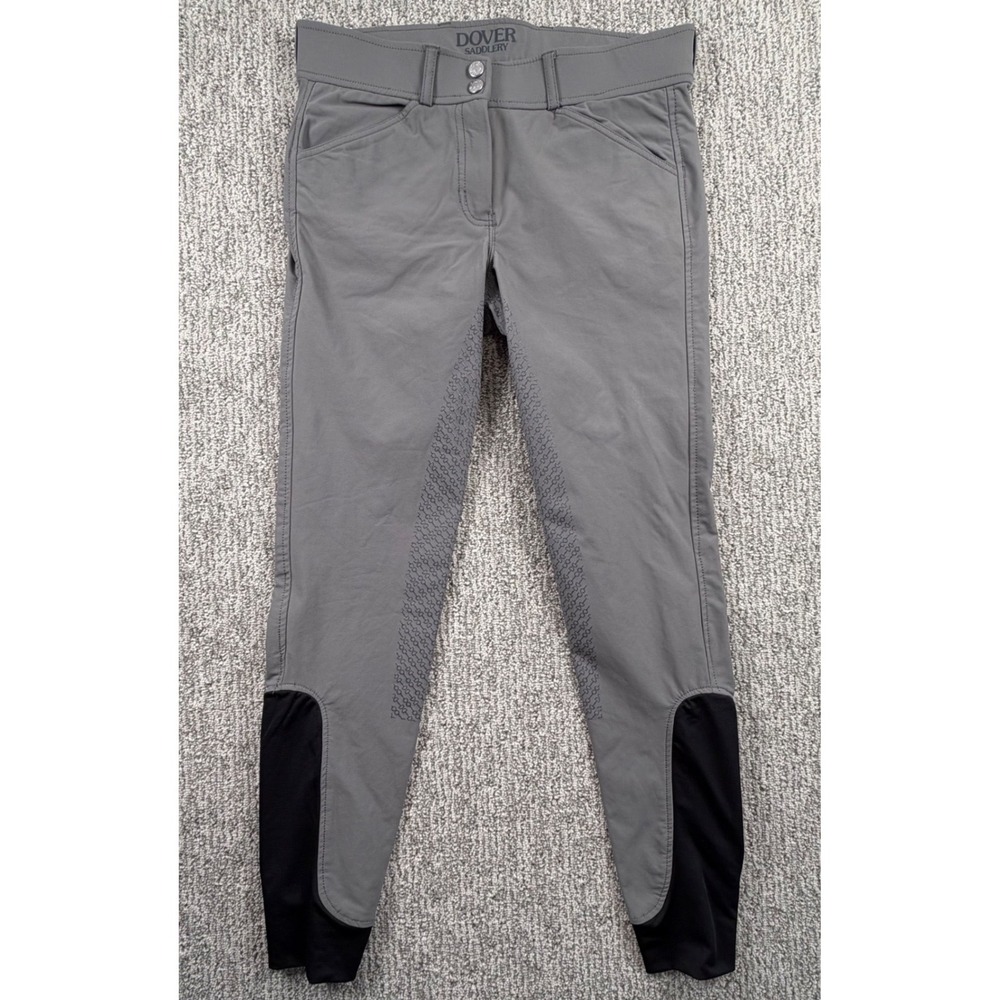 Dover Saddlery Breeches Womens 26* Grey Equestrian Riding Pants Silicone Grip